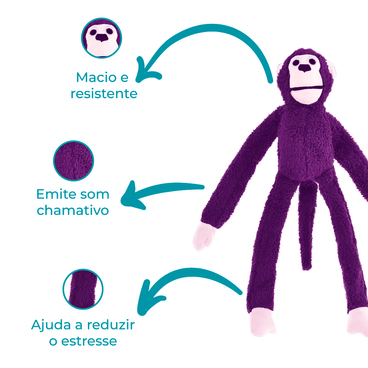 Pelúcia Macaco Limited Jambo Roxo Detalhes