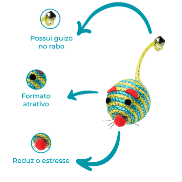 Brinquedo Gato Ratinho Redondo Jambo Detalhes