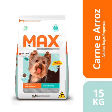 Ração Max para Cães Adultos Raças Pequenas Carne e Arroz 15 Kg