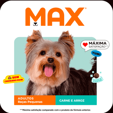 Ração Max para Cães Adultos Raças Pequenas Carne e Arroz Máxima Satisfação