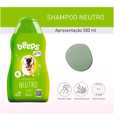 Shampoo Neutro Beeps Pet Society 500ml apresentação