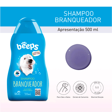 Shampoo Branqueador Beeps Pet Society 500g apresentação