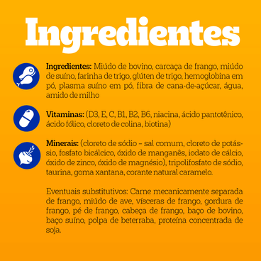 Composição da Ração Úmida Pedigree Sachê Cães Adultos Sênior 7+ Anos Carne ao Molho