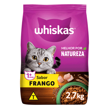 Ração Whiskas Gatos Adultos Melhor Por Natureza Frango 2,7kg