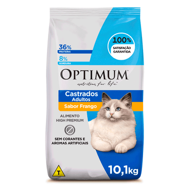 Ração Optimum para Gatos Adultos Castrados Frango 10,1kg