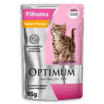 Racao-Umida-Optimum-Sache-Gatos-Filhotes-Frango-85g