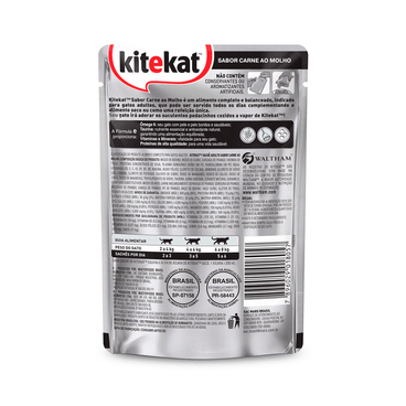 Verso da Ração Úmida KiteKat Carne ao Molho