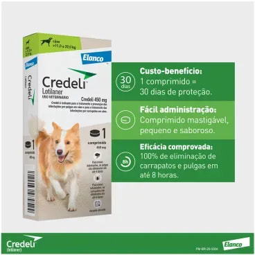 2-Antipulgas Credeli 450mg Caes 11 a 22kg 1 comprimido