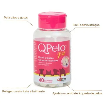 2-QPelo Pet Suplemento Alimentar para Caes e Gatos 40 comp