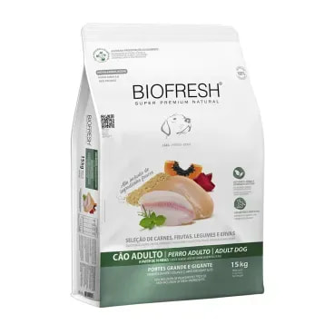 Racao-Biofresh-Caes-Adultos-Racas-Grandes-e-Gigantes-15Kg-foto-da-parte-lateral-da-racao