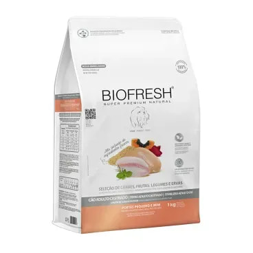 Racao-Biofresh-Caes-Castrados-Racas-Pequenas-e-Minis-1Kg-foto-da-parte-lateral-da-embalagem-de-racao