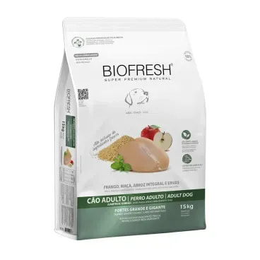 Racao-Biofresh-Caes-Adultos-Racas-Grandes-e-Gigantes-Frango-15Kg-foto-da-parte-lateral-da-embalagem-de-racao