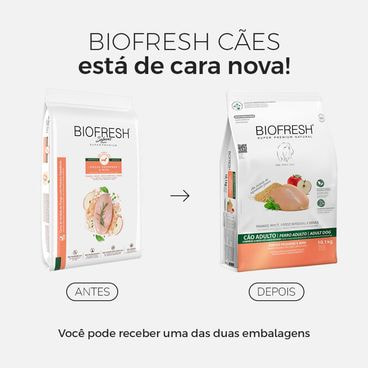Racao-Biofresh-Caes-Adultos-Racas-Pequenas-e-Minis-Frango-101Kg-foto-da-embalagem-antiga-e-da-nova