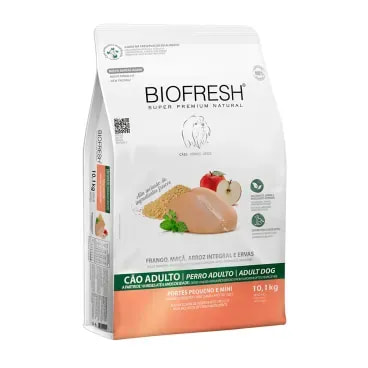 Racao-Biofresh-Caes-Adultos-Racas-Pequenas-e-Minis-Frango-101Kg-foto-da-parte-lateral-da-embalagem-de-racao