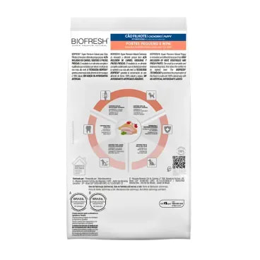 Racao-Biofresh-Caes-Filhotes-Racas-Pequenas-e-Minis-3Kg-foto-da-parte-de-tras-da-embalagem-da-racao