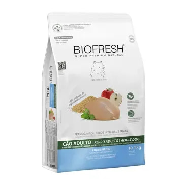 Racao-Biofresh-Caes-Adultos-Racas-Medias-Frango-101Kg-foto-de-lado-