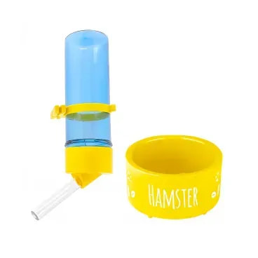 Kit-Comedouro-e-Bebedouro-Hamster-Animalissimo-Amarelo-Unico-foto-principal-
