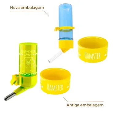 Kit-Comedouro-e-Bebedouro-Hamster-Animalissimo-Amarelo-Unico-foto-do-produto-antigo-e-novo