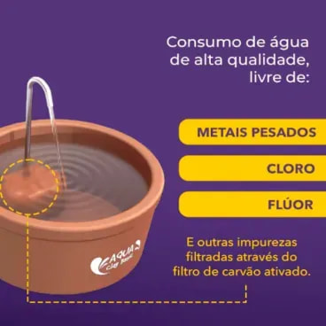 Fonte-de-Ceramica-Aqua-Clay-Basic-Amicus-25L-bivolt-foto-explicativa-de-especificacoes-e-sobre-o-processo-de-filtragem-da-agua