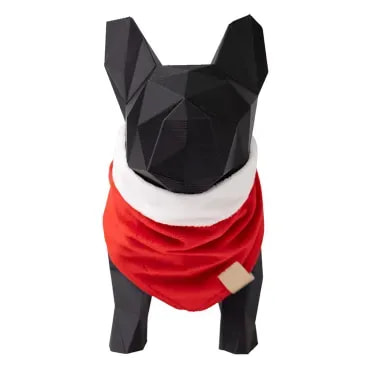 Bandana-Natal-Vermelha-Fabrica-Pet-tamanho-P-foto-da-bandana-no-manequim-em-forma-de-cachorro-na-parte-da-frente