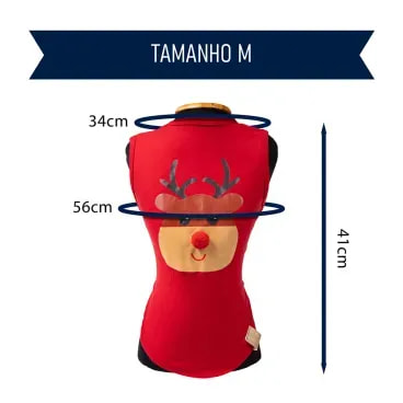 Regata-Natal-Rena-Vermelha-Fabrica-Pet-tamanho-M-foto-explicativa-do-tamanho-da-peca