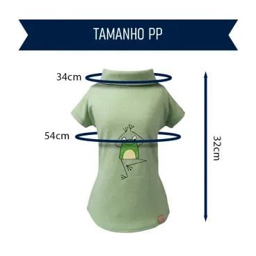 Polo-Malha-Sapo-Verde-Fabrica-Pet-tamanho-PP-foto-explicativa-do-tamanho-da-peca