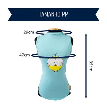 Regata-Pintinho-Azul-Fabrica-Pet-tamanho-PP-foto-explicativa-do-tamanho-da-peca