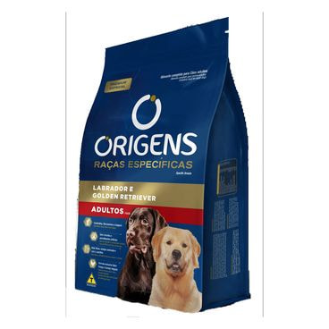 Ração Origens Cães Adultos Raças Específicas Labrador e Golden Lateral da Embalagem
