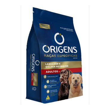 Ração Origens Cães Adultos Raças Específicas Labrador e Golden Embalagem de Lado