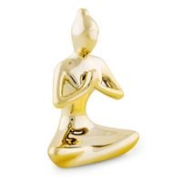 Escultura Yoga Meditando Porcelana Dourado - 12970 C