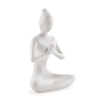 Escultura Yoga Meditando Porcelana Branco - 12982 C