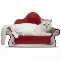 Sofá Cama + Arranhador Para Gato Casa Pet Vermelho
