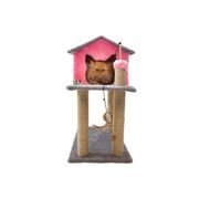 Casinha De Gato Com Arranhador Sustentável Luppet Rosa E Cinza