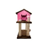 Casinha De Gato Com Arranhador Sustentável Luppet Rosa E Marrom