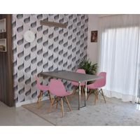 Conjunto de Mesa Dobrável Retrátil 1,40 Volpi Inox + 4 Cadeiras Eiffel Rosa