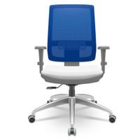 Cadeira Brizza Diretor Grafite Tela Azul Assento Aero Branco Base RelaxPlax Alumínio - 65945