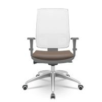 Cadeira Brizza Diretor Grafite Tela Branca com Assento Vinil Marrom Base Autocompensador Aluminio - 65792