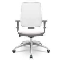 Cadeira Brizza Diretor Grafite Tela Branca com Assento Vinil Eco Branco Base Autocompensador Aluminio - 65807