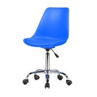 Cadeira Chicago Couro Azul Base Cromada Rodizio 102cm - 62571